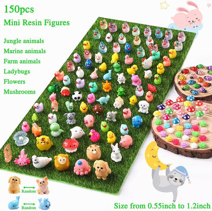 DULEFUN 150pcs Mini Resin Animals, Colorful Duck Figurine Hide DIY Decor