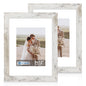Hongkee 5x7 Picture Frame Set of 2, Real Glass and Wood Frame for Mat 4x6