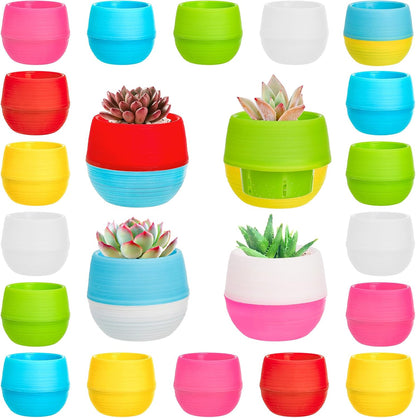 Elsjoy 30 Pack Mini Succulent Pot, 3 Inch Plastic Seed Starter Pots Small Cute Succulent Planter with Drainage for Indoor & Outdoor Plants, Home Decor, Free Assembly