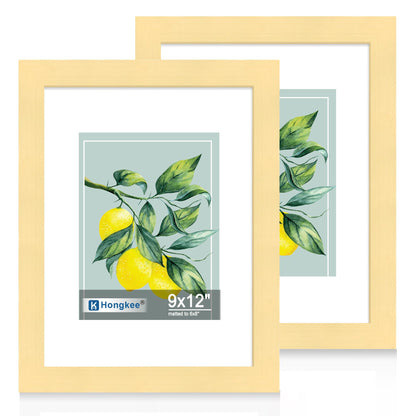 Hongkee 5x7 Picture Frame Set of 2, Real Glass and Wood Frame for Mat 4x6