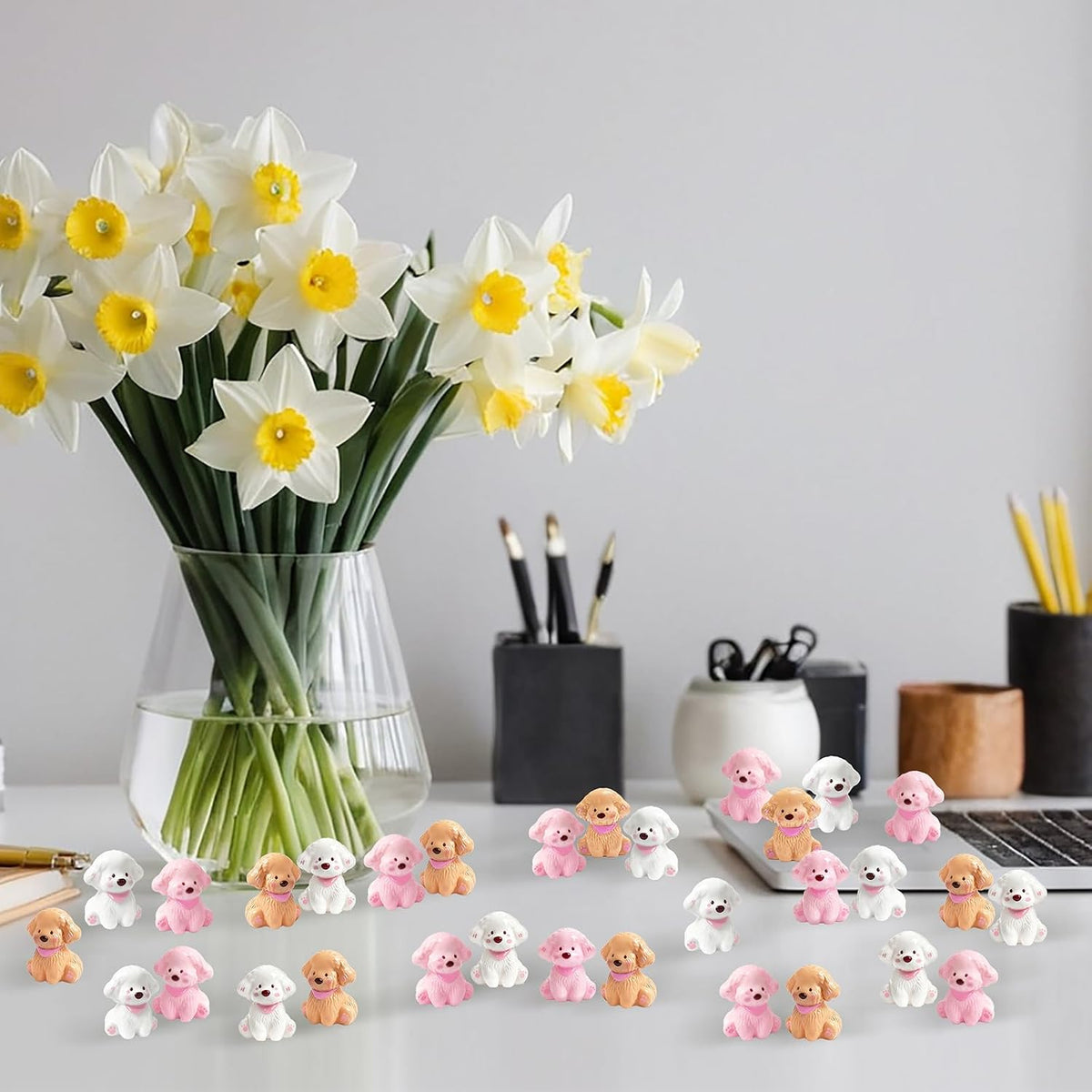 60 Pcs Mini Resin Dog Figures Puppy Animal Miniature Figurines