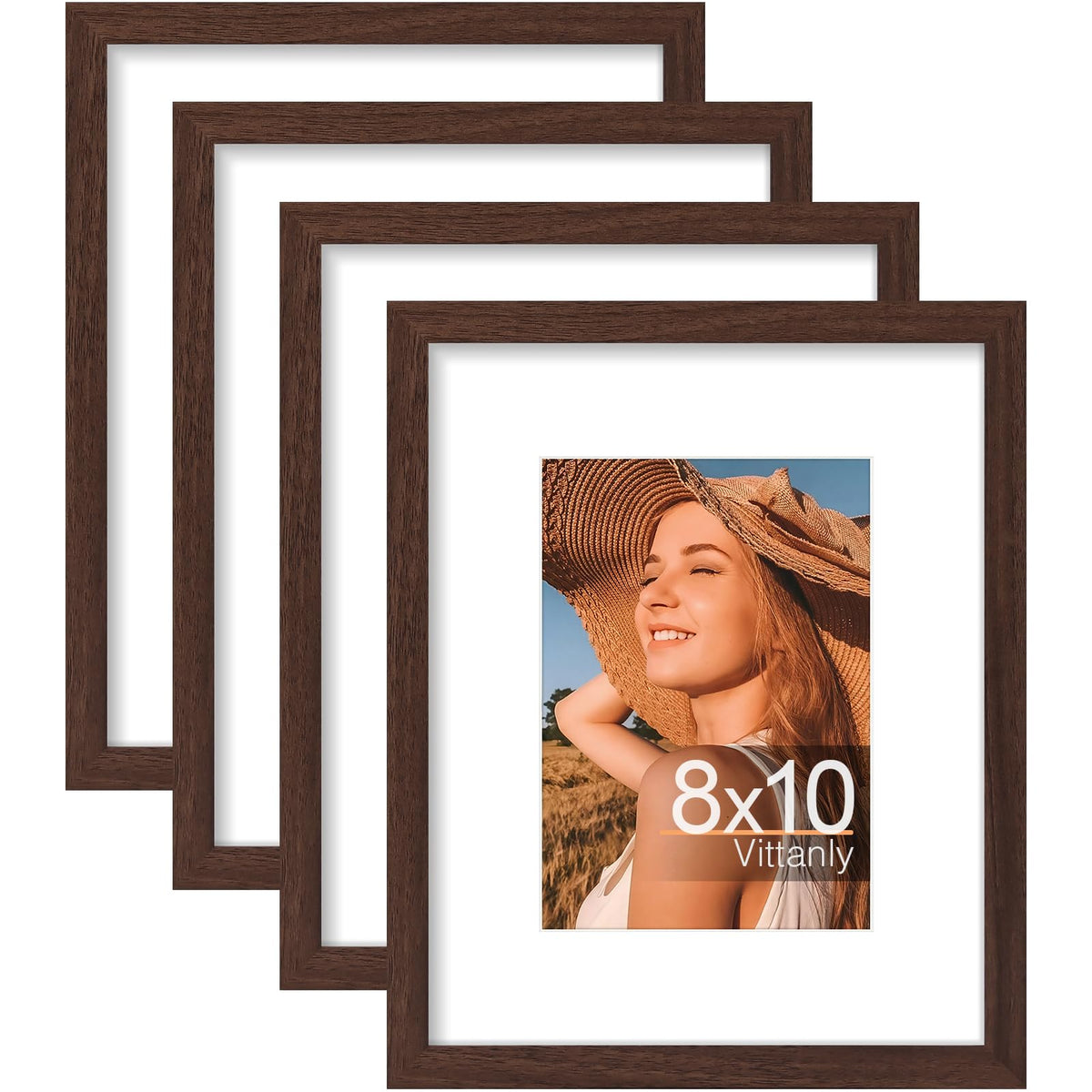Vittanly 8x10 Picture Frames Set of 4, for Wall or Tabletop, Pale Pink