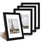 Hongkee 8x10 Picture Frame Set of 4, Real Glass and Wood Frame, 5x7 Mat