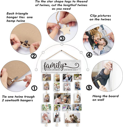 Family Picture Frames Collage Photo Hanging Display Picture Board