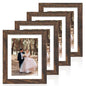 iRahmen 8x10 Picture Frame Set of 4, High Definition Real Glass Rustic Brown Frame, 8 x 10 Wood Photo Frames for Desktop Display and Wall Mounting