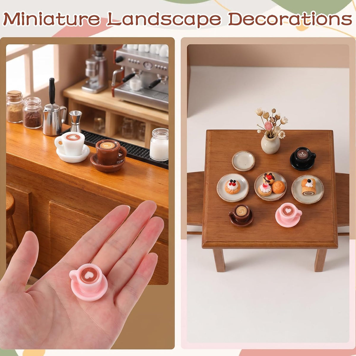 40PCS Resin Mini Coffee Cups Miniature Mug Cup 4 Styles