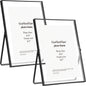 Gold 8x10'' Floating Frame Set of 2,For Photo Sizes( 5x7'',6x8'',7x9''),Beautiful Metal Beaded Edge Frames Adjustable Tabletop/Shelf Photo Frame,Classy Gift Choice for Wedding