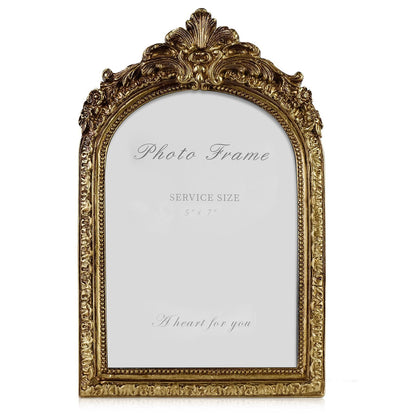 Cuspin 4x6 Vintage Picture Frame Gold Ornate Resin Arched Photo Frame