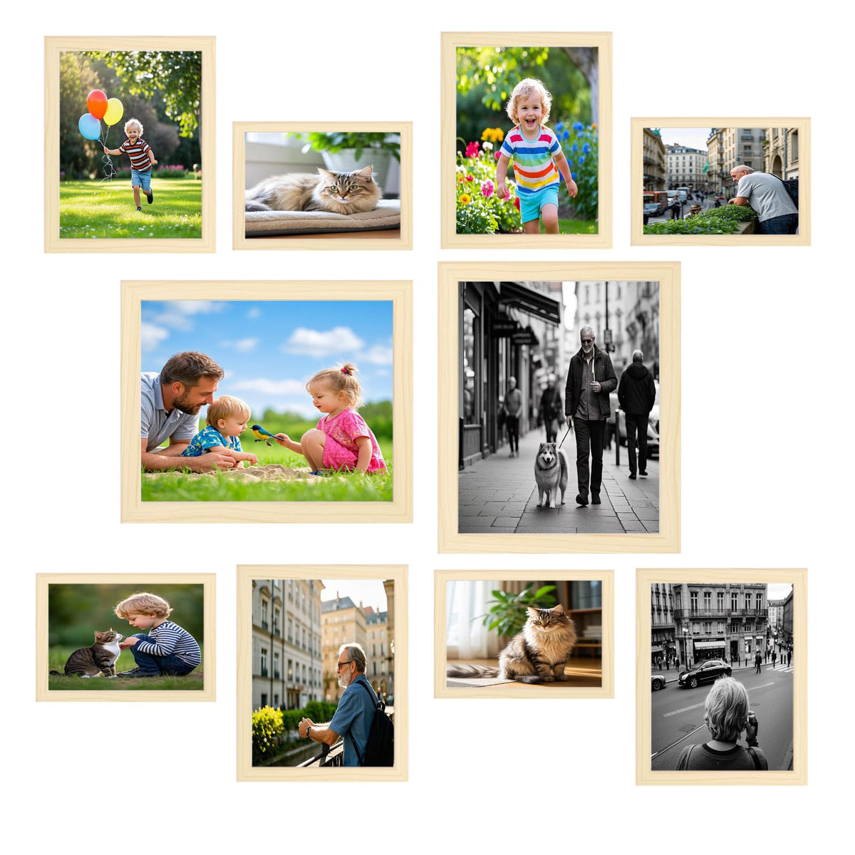 Picture Frame Set 10 pack, Farmhouse Photo Frames, Gallery Wall Frame Collage, with Two 8x10, Four 5x7, Four 4x6 Photo Frame set, in 3 Different Finishes Picture Frames For Wall or Desk,Rustic Brown