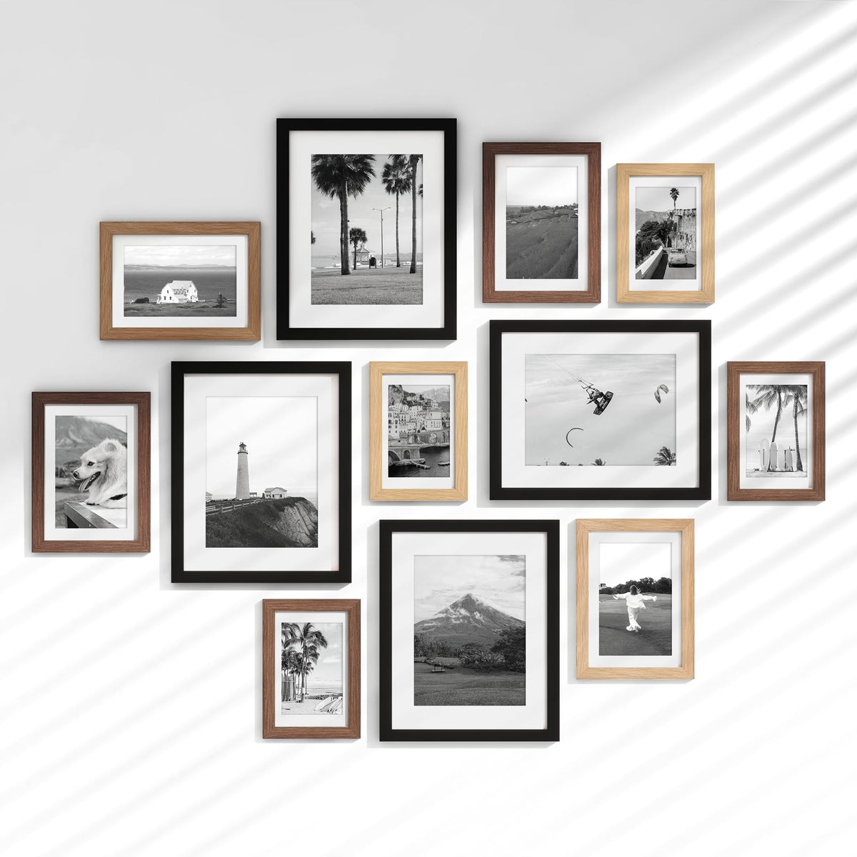 Venusmiles 20 Pack Picture Frames Collage Wall Decor, Gallery Frame Set for Wall Mounting or Tabletop Display, Multi Sizes Including 4pcs 8x10, 8pcs 5x7, 8pcs 4x6, Oak