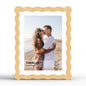 4x6 Picture Frame with Mat for 3.5x5, Wavy Edge Wooden Real Glass Photo Frame for Tabletop and Wall Hanging, Green, 1 Pack