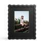 4x6 Picture Frame with Mat for 3.5x5, Wavy Edge Wooden Real Glass Photo Frame for Tabletop and Wall Hanging, Green, 1 Pack