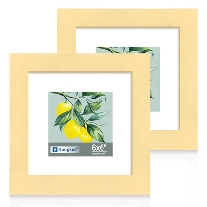 Hongkee 5x7 Picture Frame Set of 2, Real Glass and Wood Frame for Mat 4x6