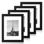 iRahmen 8x10 Picture Frame Set of 4, High Definition Real Glass Rustic Brown Frame, 8 x 10 Wood Photo Frames for Desktop Display and Wall Mounting