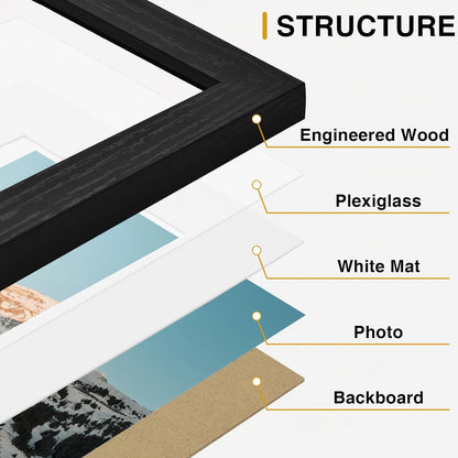 Vittanly 10 Pack Picture Frames Collage Wall Decor, Black