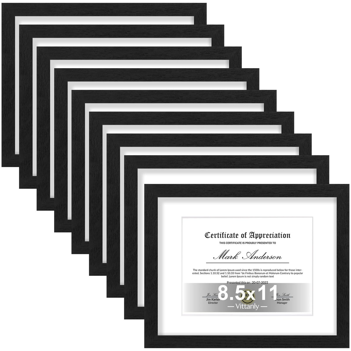 Vittanly 8x10 Picture Frames Set of 9 for Wall or Tabletop Display, Gold