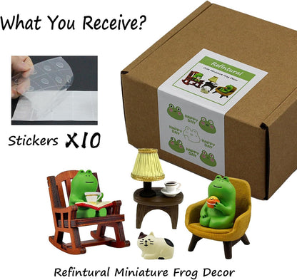 Refintural Miniature Frog Figurines Statue, Adorable Frog Collectibles for Desk and Bedroom Decor, Perfect Indoor Home Decorations and Gifts