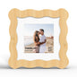 4x6 Picture Frame with Mat for 3.5x5, Wavy Edge Wooden Real Glass Photo Frame for Tabletop and Wall Hanging, Green, 1 Pack
