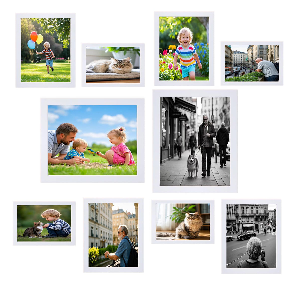 Picture Frame Set 10 pack, Farmhouse Photo Frames, Gallery Wall Frame Collage, with Two 8x10, Four 5x7, Four 4x6 Photo Frame set, in 3 Different Finishes Picture Frames For Wall or Desk,Rustic Brown