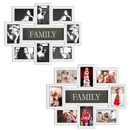 Jerry & Maggie Family Photo Frame 22x17, PVC Picture Frames Collage Wall Decor 9 Opening Wall Hanging For 6x4 Photos 8 Pack, No-Assembly 3D Design Waterproof Memorial Keepsake, Ashes
