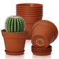 T4U Small Plant Pots 4 Inch 8 Pack, Plastic Indoor Flower Pots Saucer White