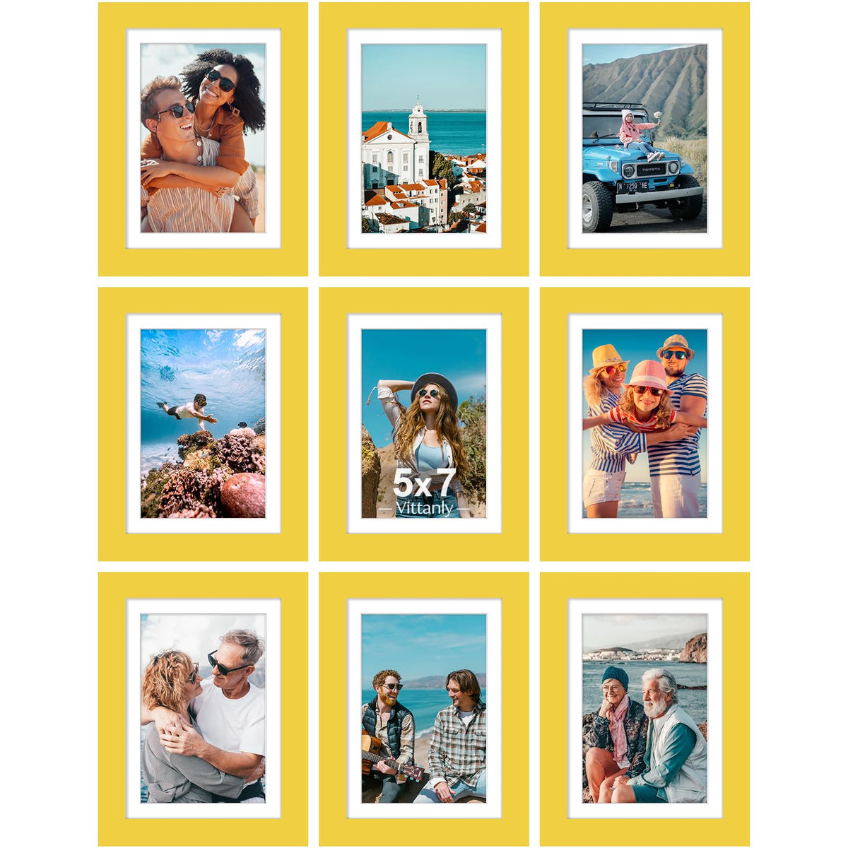 Vittanly 8x10 Picture Frames Set of 9 for Wall or Tabletop Display, Gold