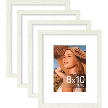 Vittanly 8x10 Picture Frames Set of 4, for Wall or Tabletop, Pale Pink