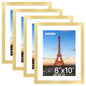 FIXSMITH 5x7 Picture Frame Bulk-4 Pack, Gold Picture Frames Collage Wall Decor, Wall & Tabletop Picture Frames, Photo Frame with HD Plexiglass, Display Pictures 4x6 with Mat or 5x7 Without Mat