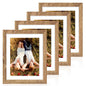 iRahmen 8x10 Picture Frame Set of 4, High Definition Real Glass Rustic Brown Frame, 8 x 10 Wood Photo Frames for Desktop Display and Wall Mounting