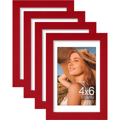 Vittanly 8x10 Picture Frames Set of 4, for Wall or Tabletop, Pale Pink
