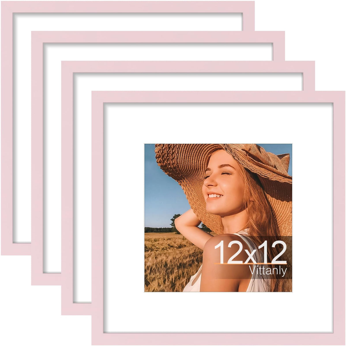 Vittanly 8x10 Picture Frames Set of 4, for Wall or Tabletop, Pale Pink