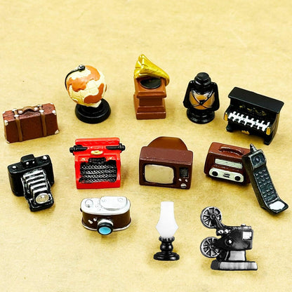 Suartus Miniature Home Appliances Retro Furniture - 13Pcs 1inch Mini Simulated Resin Camera Telephone TV Figurines Models Ornaments for DIY Diorama Micro Landscape Craft Accessories Decor