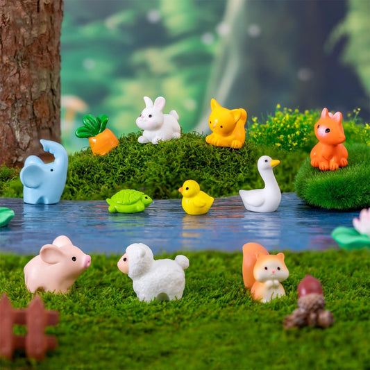 LOKIPA 30PCS Mini Resin Animals Figures, Tiny Resin Animal Miniature Garden Decor Micro Landscape Fairy Dollhouse Ornament for Fairy Garden, Dollhouse, Plant Pots, Bonsai Craft Decor