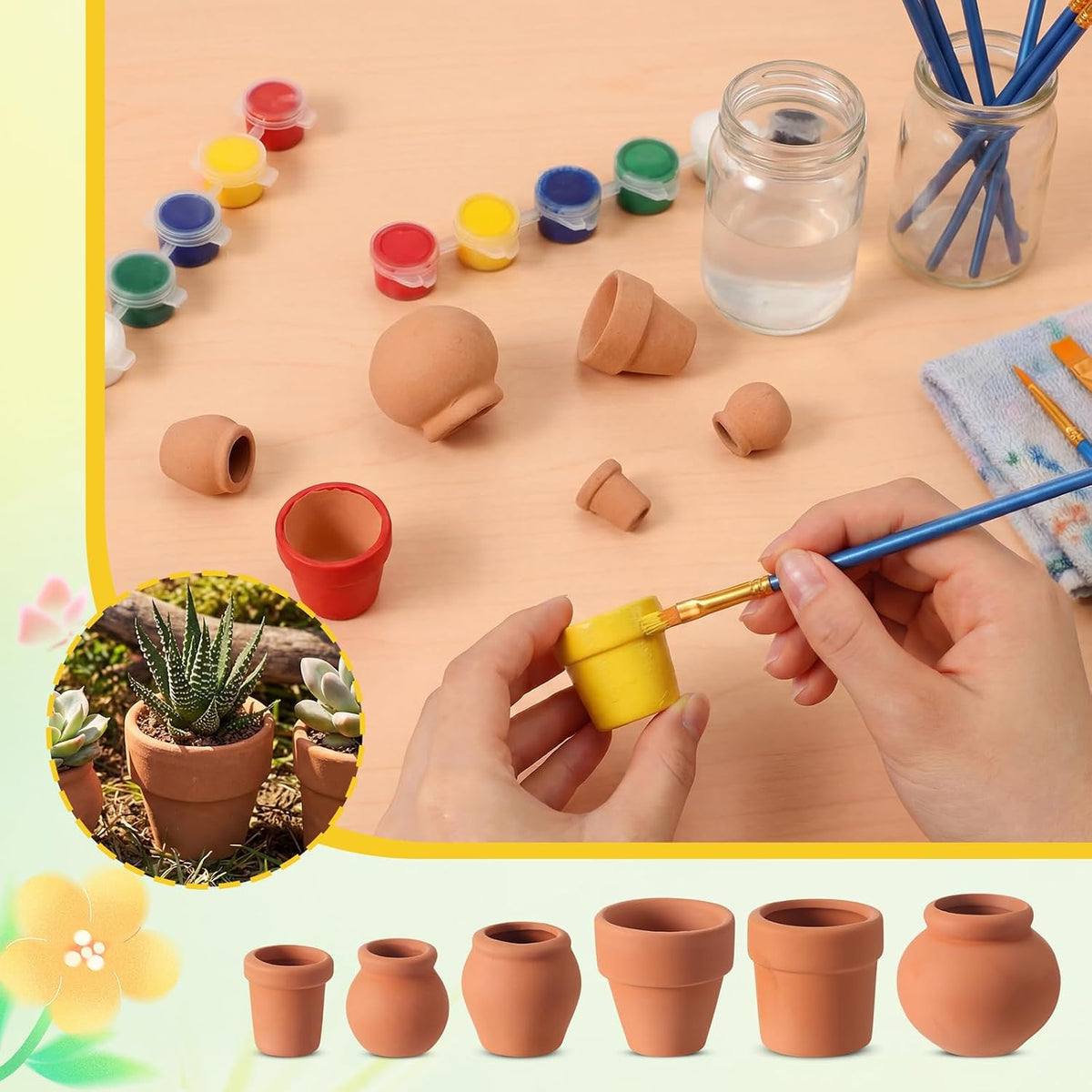 Maxdot 36 Pcs Small Terracotta Pot Tiny Clay Pots Bulk, 1.34 Inch, 6 Style