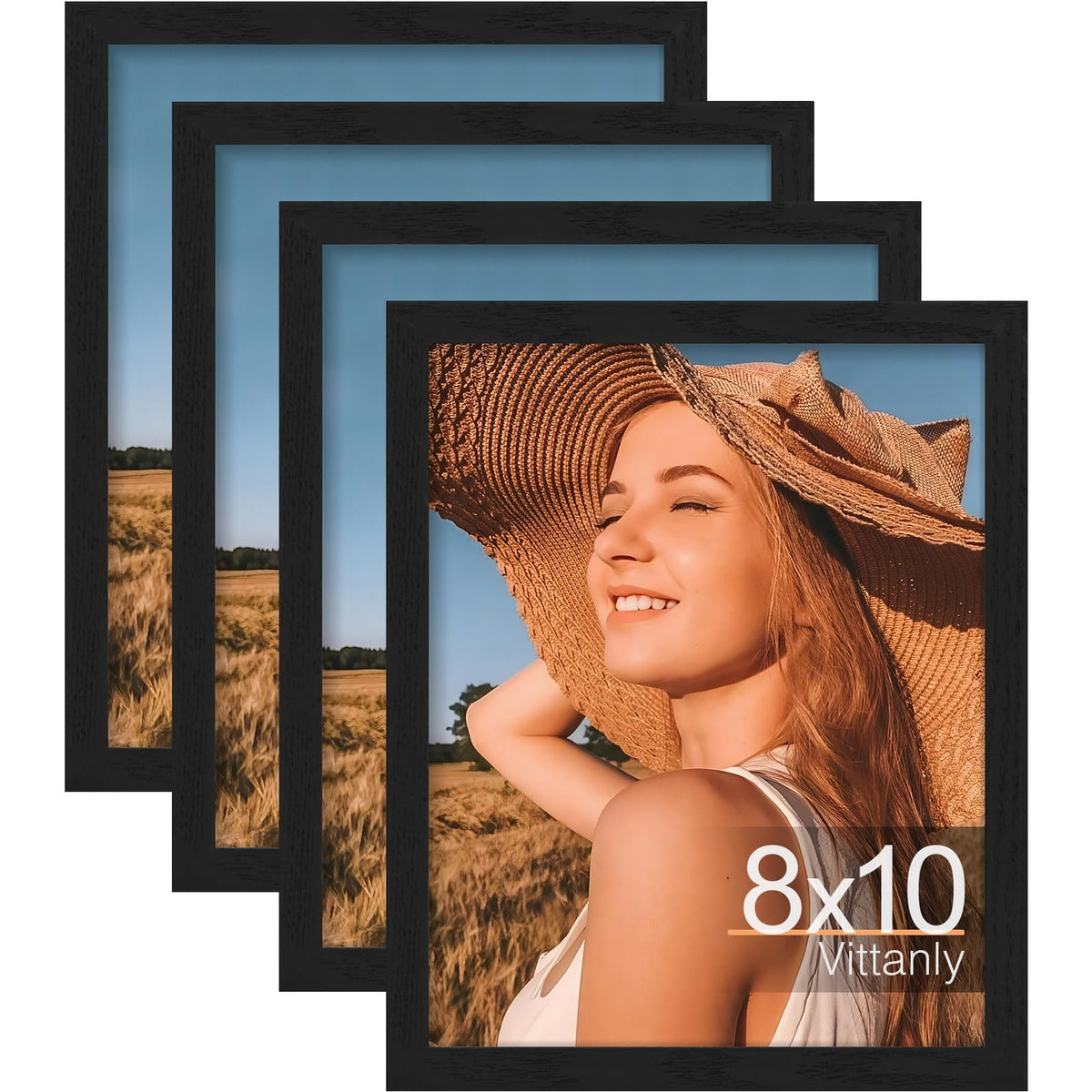 Vittanly 8x10 Picture Frames Set of 4, for Wall or Tabletop, Pale Pink