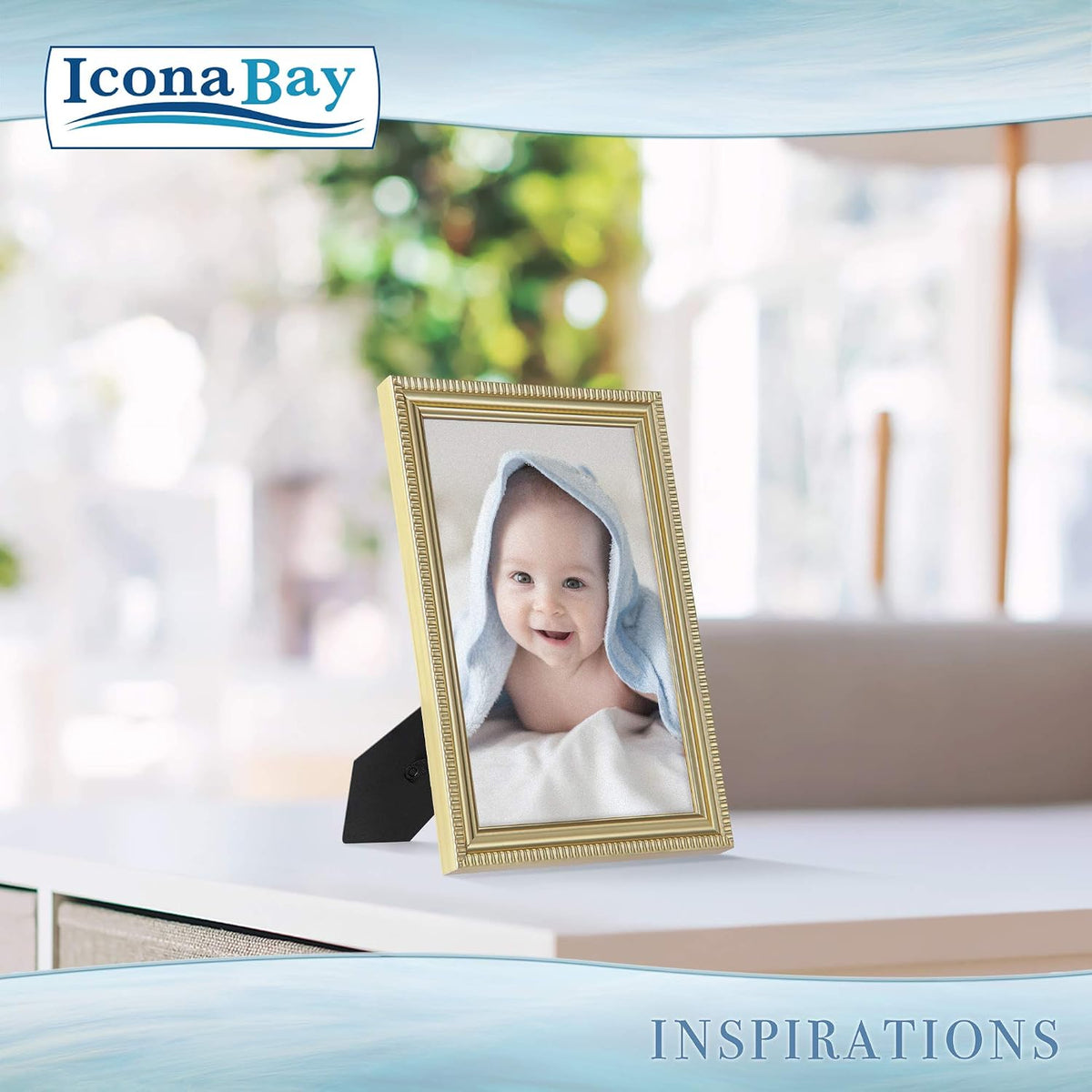 5x7 Gold Picture Frame, Contemporary, Inspirations, Wall or Table Top