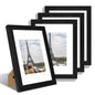 Hongkee 8x10 Picture Frame Set of 4, Real Glass and Wood Frame, 5x7 Mat