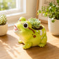 Cute Frog Succulent Planter with Drainage Hole & Plug, Mini Resin Plant Pot for Indoor Outdoor Patio Desk Decor, Funny Animal Flower Pot Gift