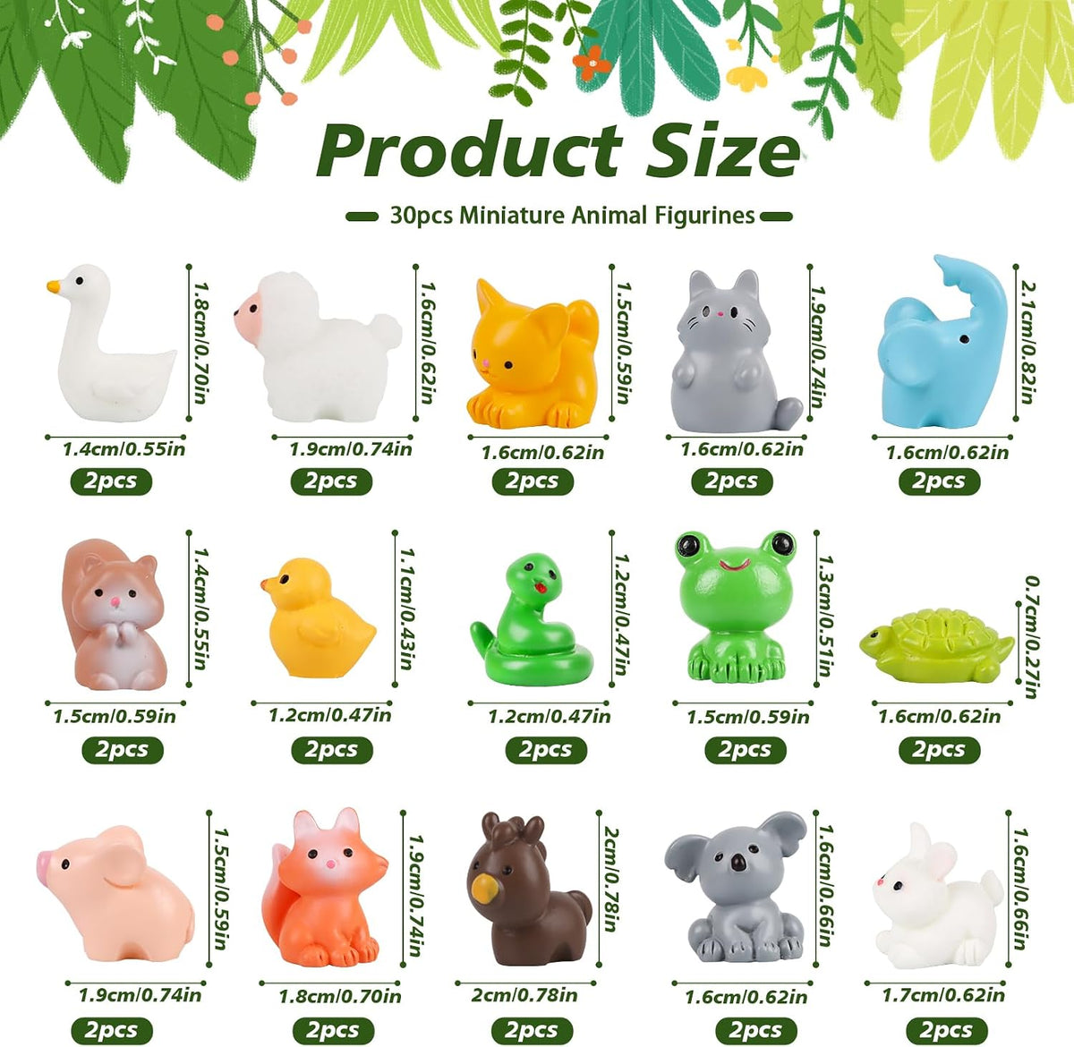 LOKIPA 30PCS Mini Resin Animals Figures, Tiny Resin Animal Miniature Garden Decor Micro Landscape Fairy Dollhouse Ornament for Fairy Garden, Dollhouse, Plant Pots, Bonsai Craft Decor