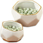 Kate Aspen Geometric Ceramic Planters, Mini Decorative Bowls (Set of 3) Small- Succulent Pots, Modern Decor, Shelf Decor, Desk, Table Décor, White