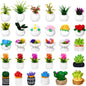 Threehoney 30 Pack Mini Potted Plants Miniature Resin Figurine, Plants