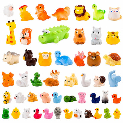 52 Pcs Mini Resin Animal Figurines for Fairy Garden Decor