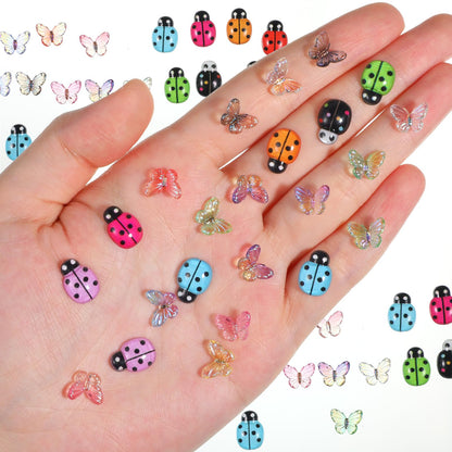 Sibba 100Pcs Mini Resin Butterfly Ladybug, Miniature Dollhouse Fairy Garden Accessories, Mini Resin Animals Figurines for Adults Micro Landscaping, Terrarium, Scrapbook, Nail Art