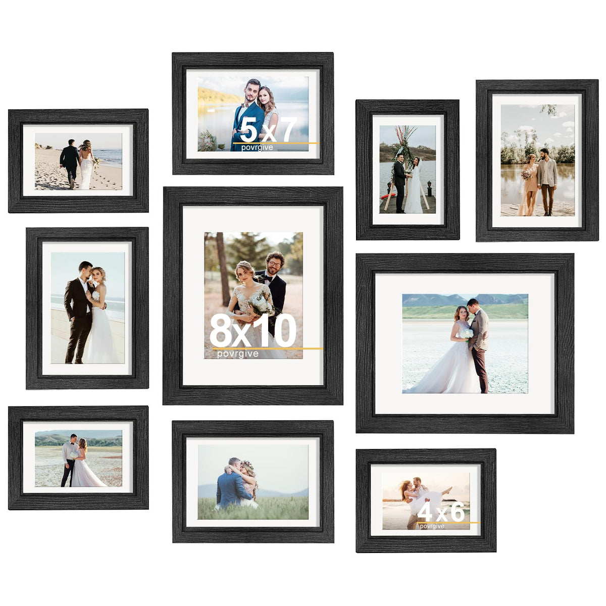 Povrgive Picture Frames Collage Wall Decor, Gallery Wall Frame Set of 10