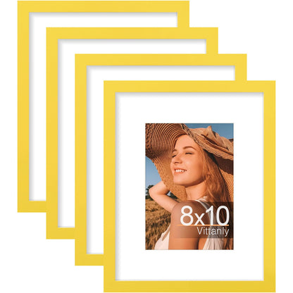 Vittanly 8x10 Picture Frames Set of 4, for Wall or Tabletop, Pale Pink