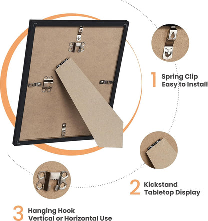 upsimples Picture Frames set of 19, Including 8x10, 5x7, 4x6 Black Frame