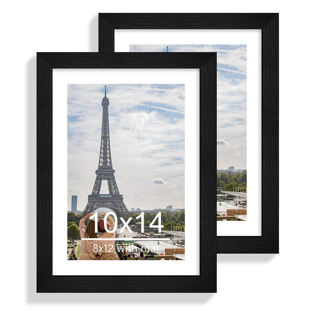 Hongkee 5x7 Picture Frame Set of 2, Real Glass and Wood Frame for Mat 4x6