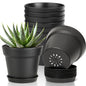 T4U Small Plant Pots 4 Inch 8 Pack, Plastic Indoor Flower Pots Saucer White