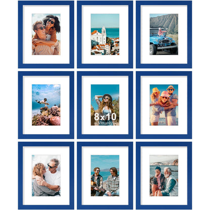 Vittanly 8x10 Picture Frames Set of 9 for Wall or Tabletop Display, Gold