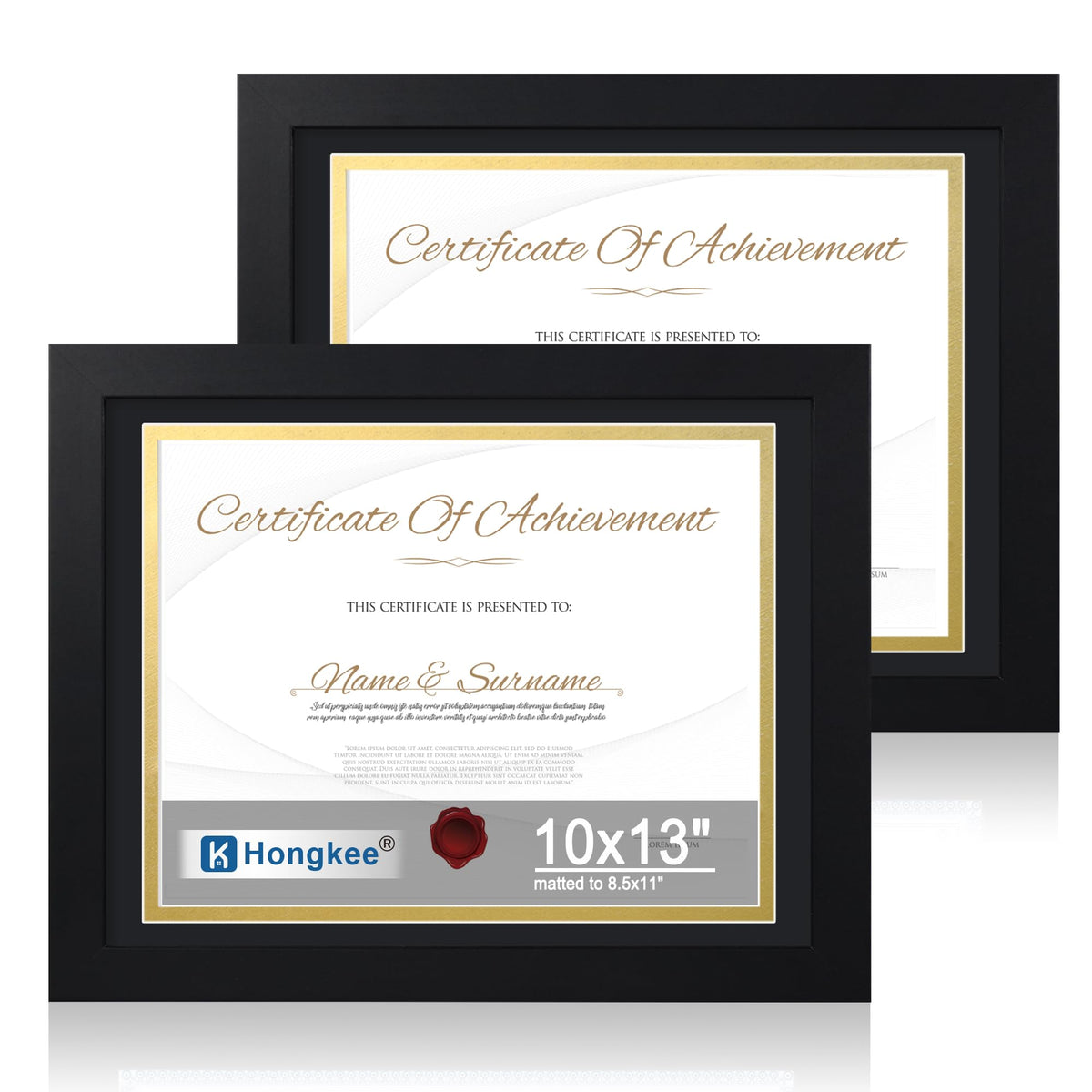 Hongkee 5x7 Picture Frame Set of 2, Real Glass and Wood Frame for Mat 4x6